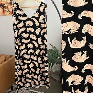 Pepaloves Cat Print Midi Dress